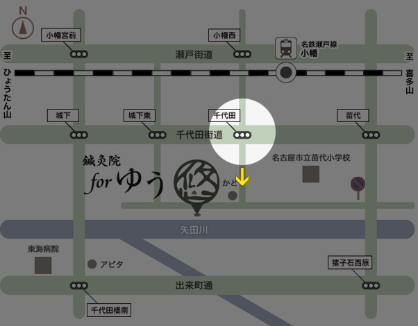 地図上での千代田の交差点